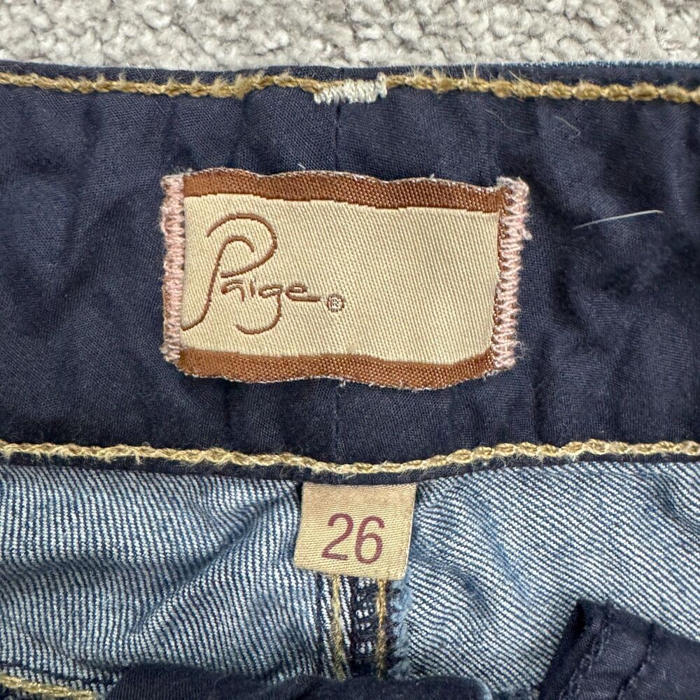 Paige Hidden Hills H.H. Bootcut Denim Jeans Womens 26 Blue Dark Wash Mid Rise - Picture 7 of 16